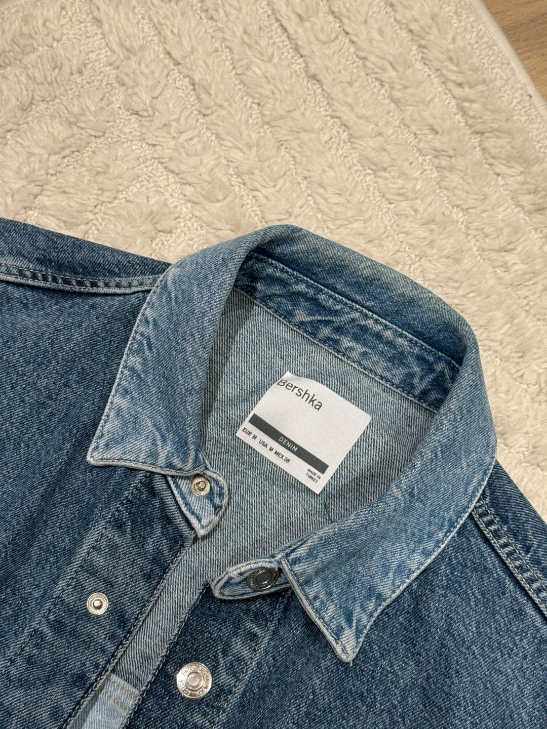 Bershka Denim Patchwork Shirt Jacket - photo 5