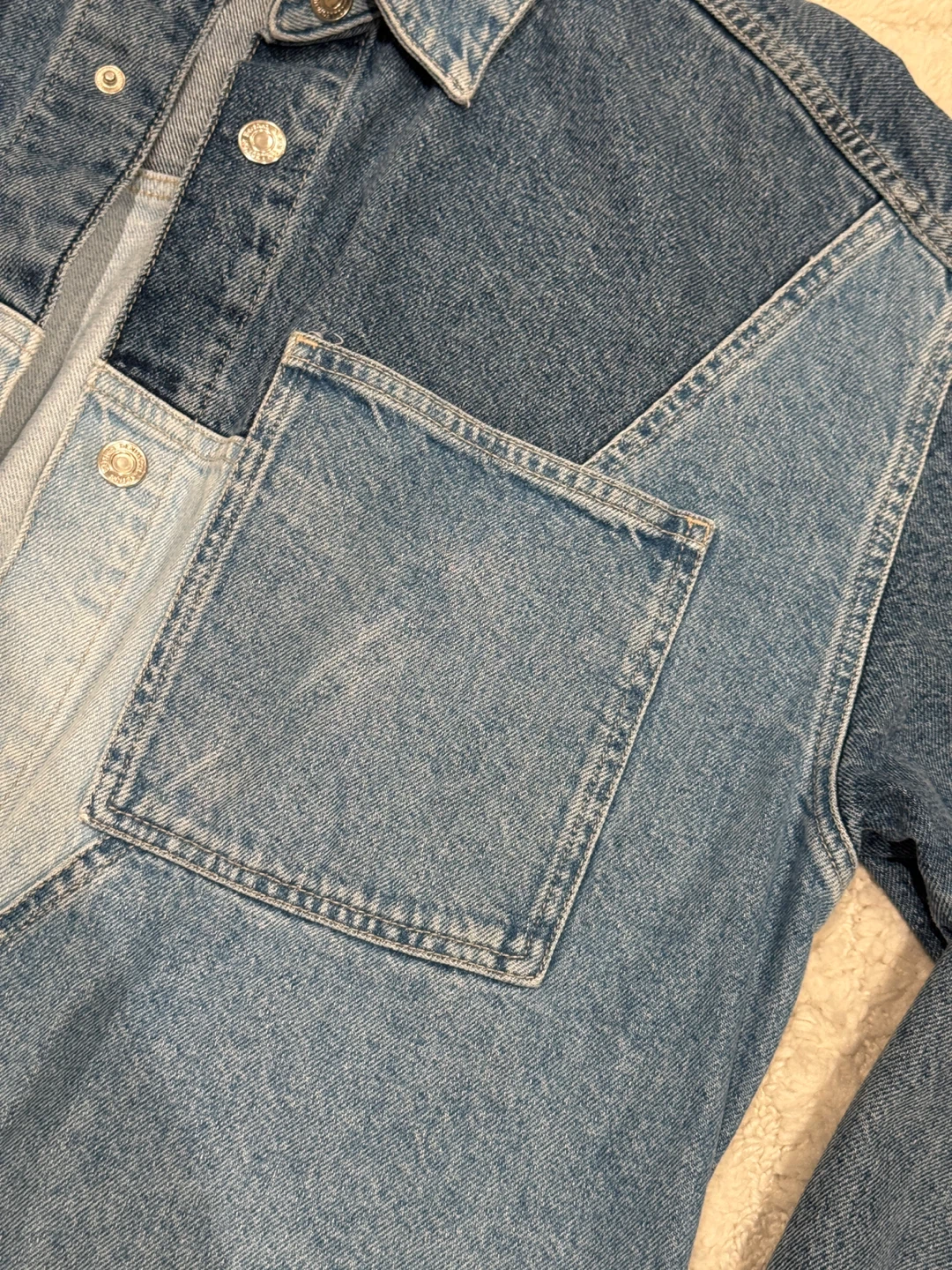 Bershka Denim Patchwork Shirt Jacket - photo 4