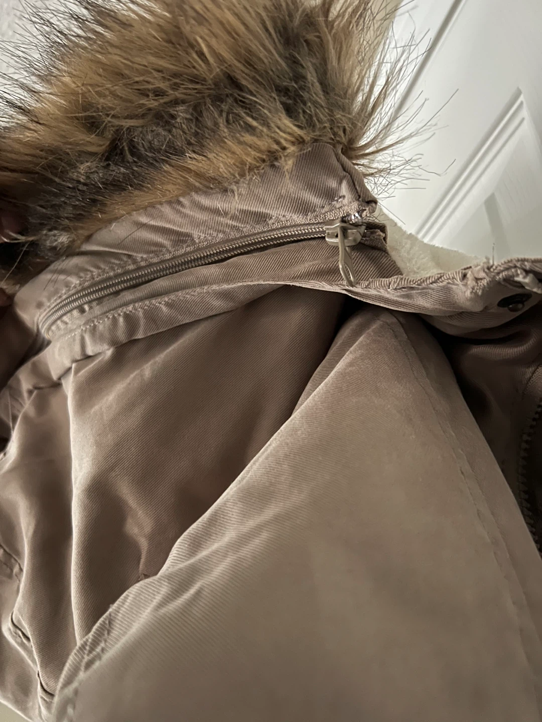 Women's Tan Parka with Faux Fur Hood - photo 4