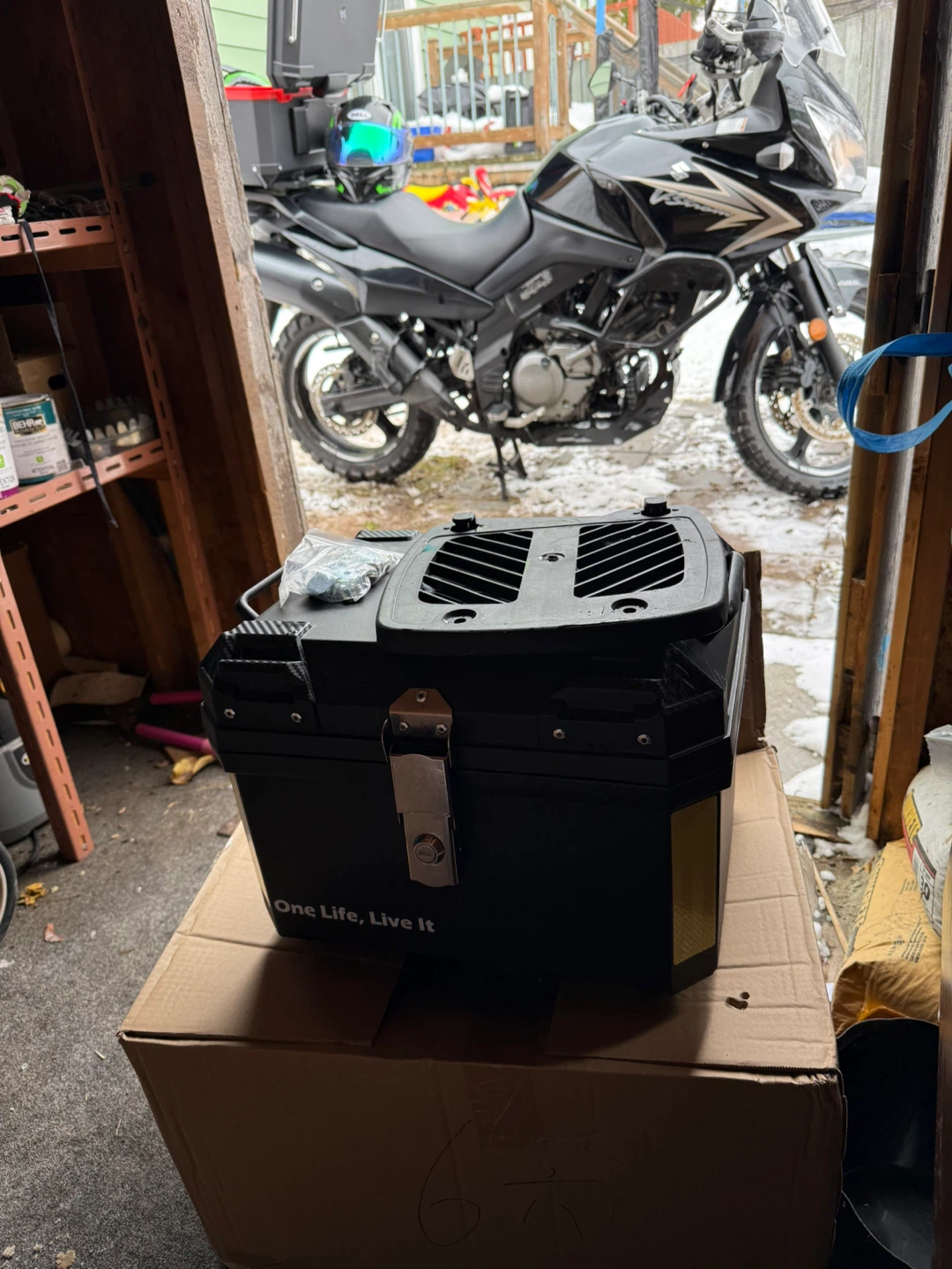 Black Motorcycle Top Case