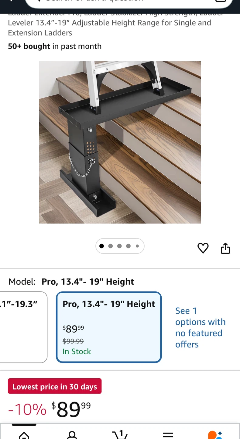 Pro Ladder Leveller - 13.4"-19" Height, Heavy-Duty Carbon Steel