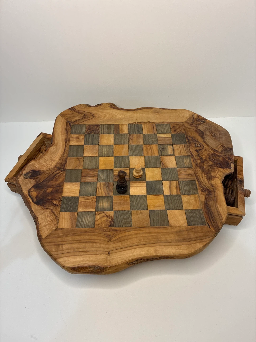 Handmade Wooden Chess Board with Rustic Live Edge - photo 2