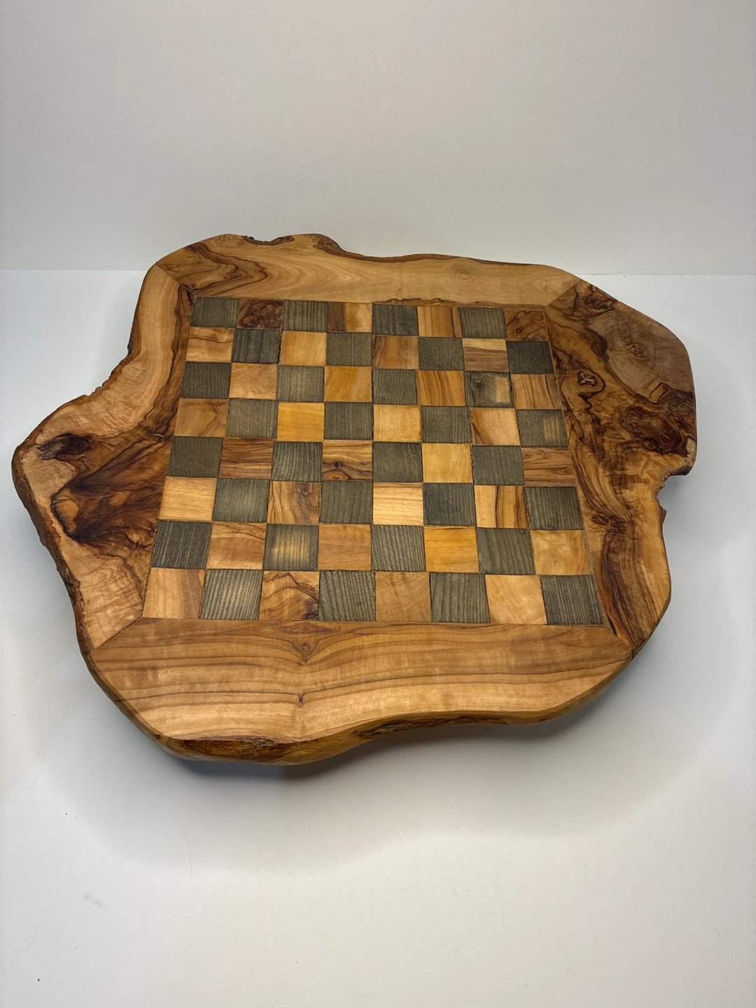 Handmade Wooden Chess Board with Rustic Live Edge