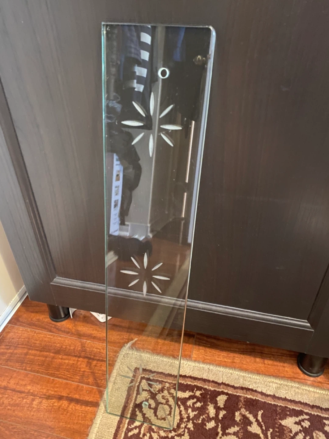 Decorative Etched Glass Shelf with support