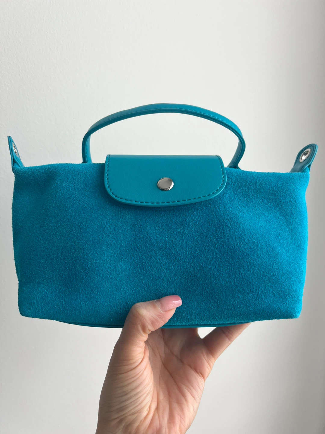 Teal Suede Mini Handbag