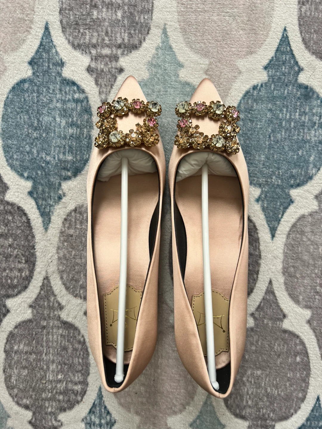 Nudistone Pink Satin Crystal Buckle Heels Size 39