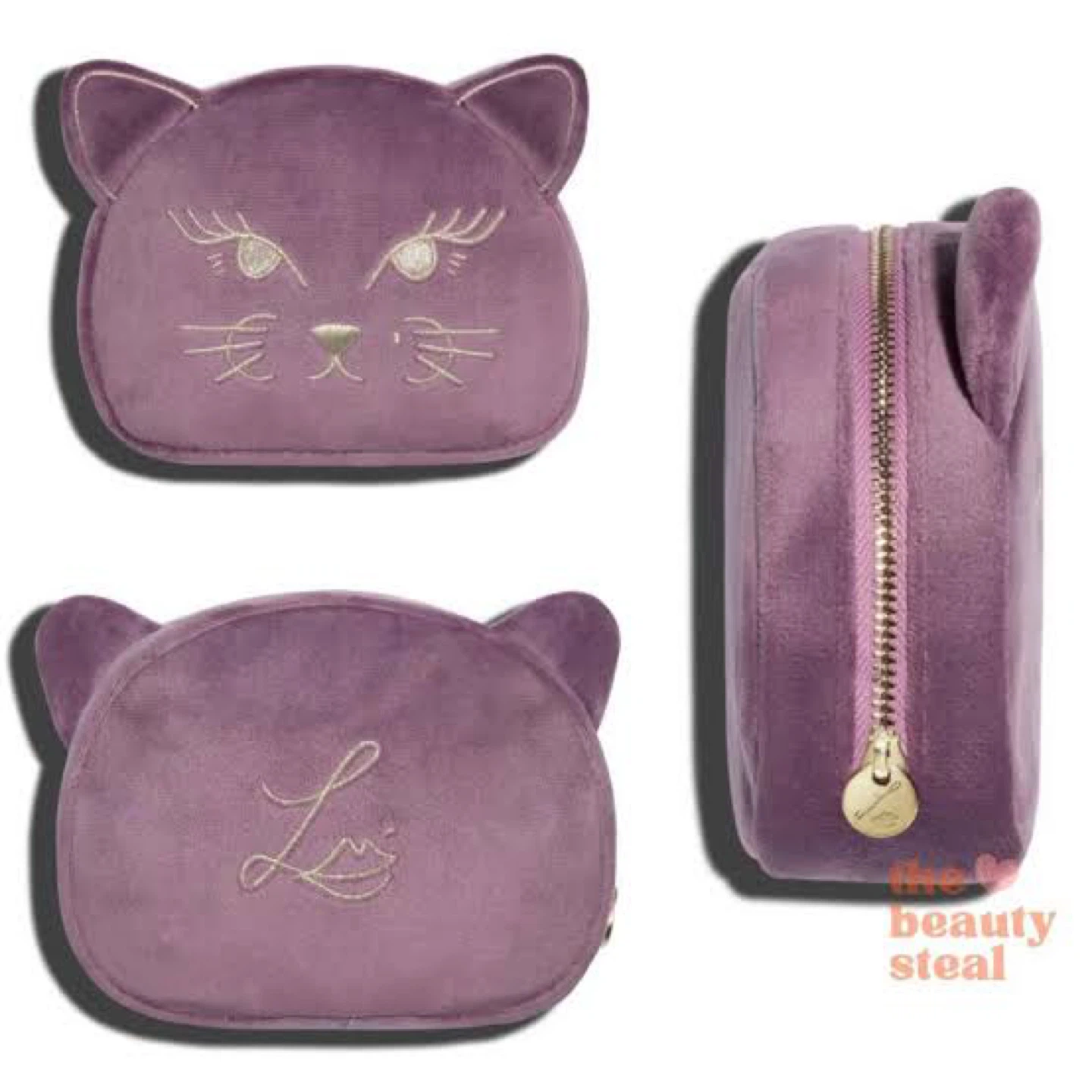New CUTE Lisa Eldridge Velvet Cat Makeup Bag - Purple - photo 2