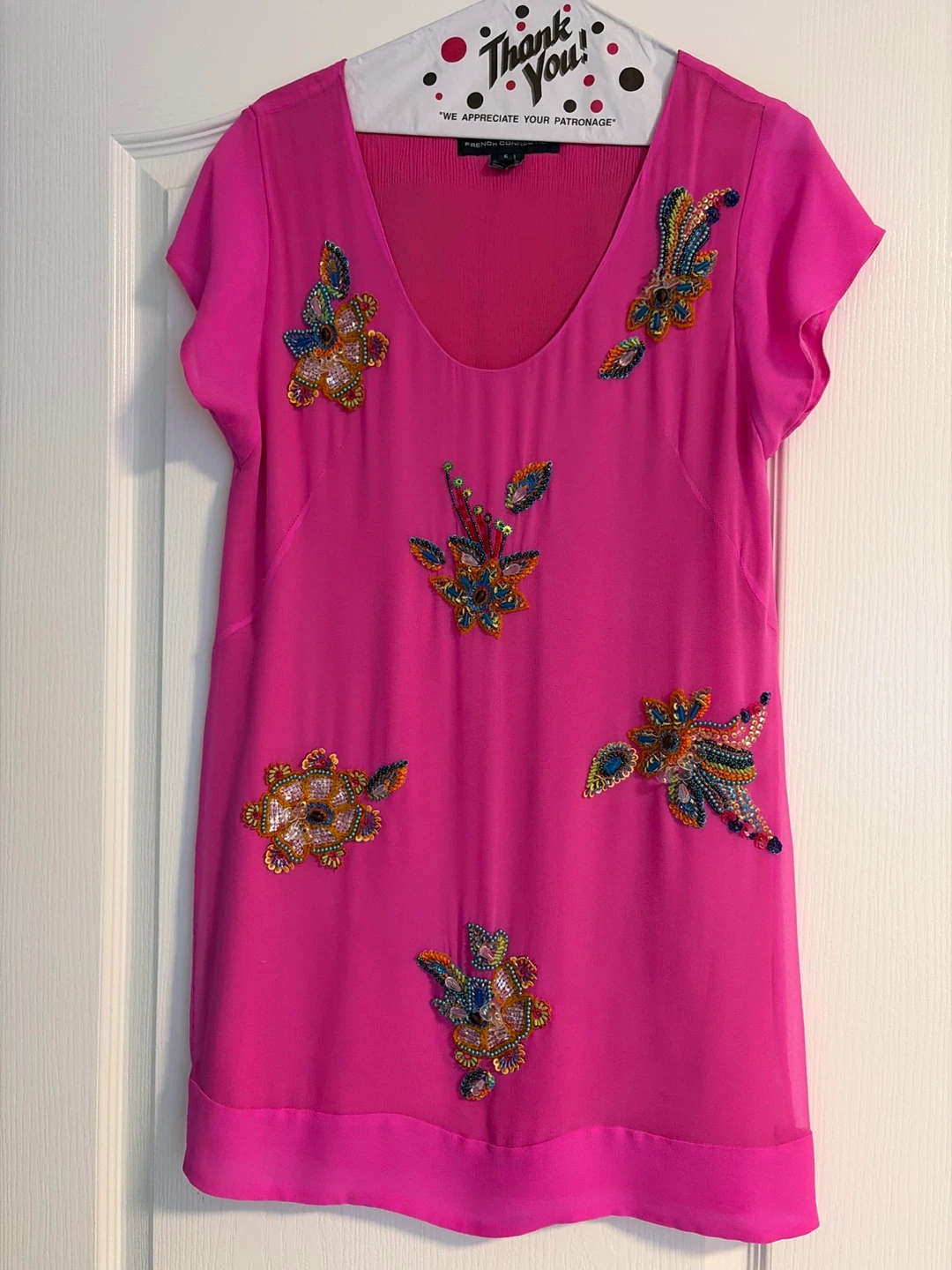 French Connection Pink Beaded Dress Size 6