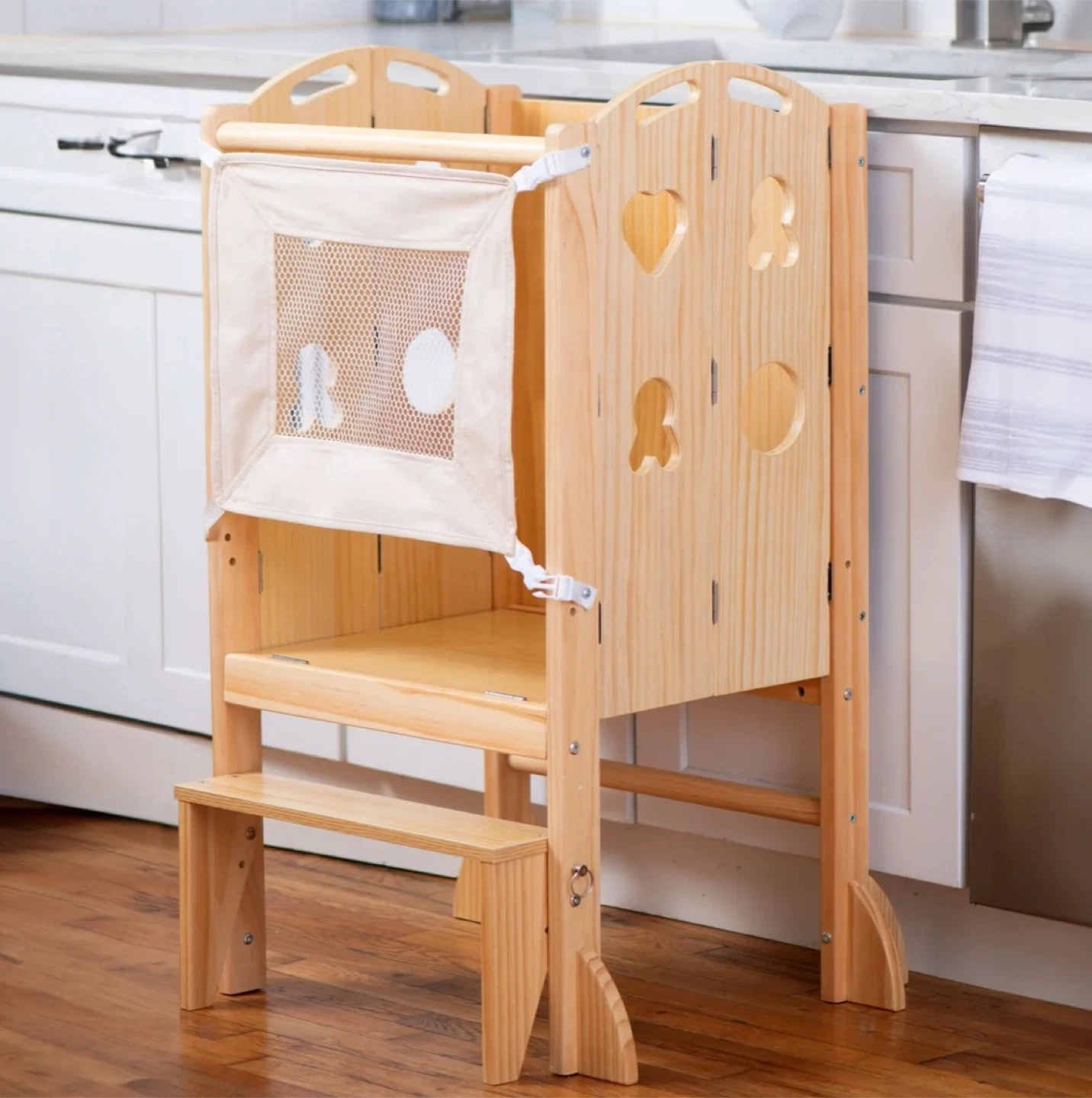 Wooden Kitchen Learning Tower with Blackboard and Slide - photo 5