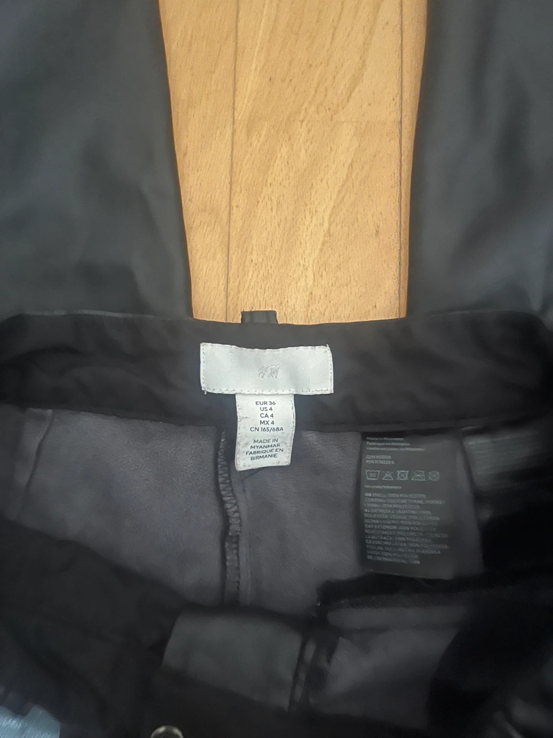 H&M Black Faux Leather Wide-Leg Pants - photo 2
