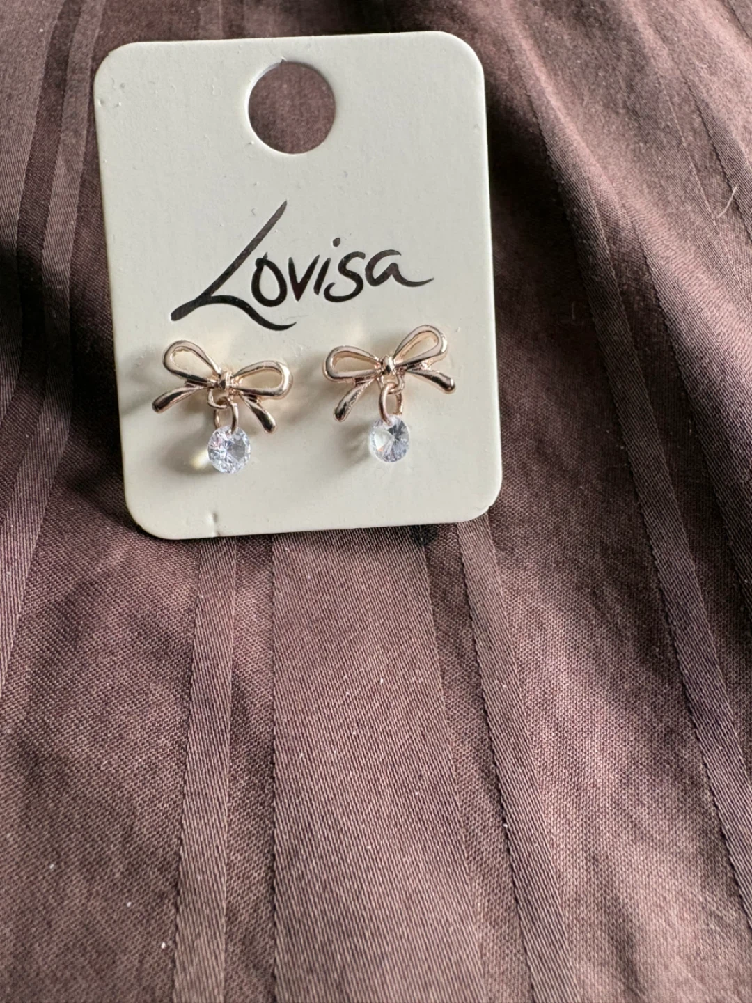 Lovisa  Gold Bow & Crystal Drop Earrings
