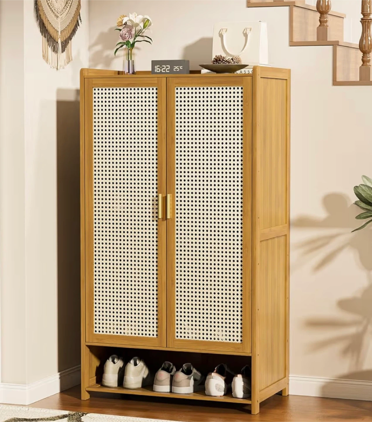 7-Tier Bamboo Shoe Cabinet with 2 Doors - photo 4