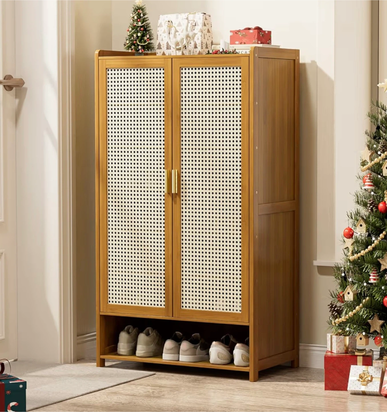 7-Tier Bamboo Shoe Cabinet with 2 Doors - photo 2