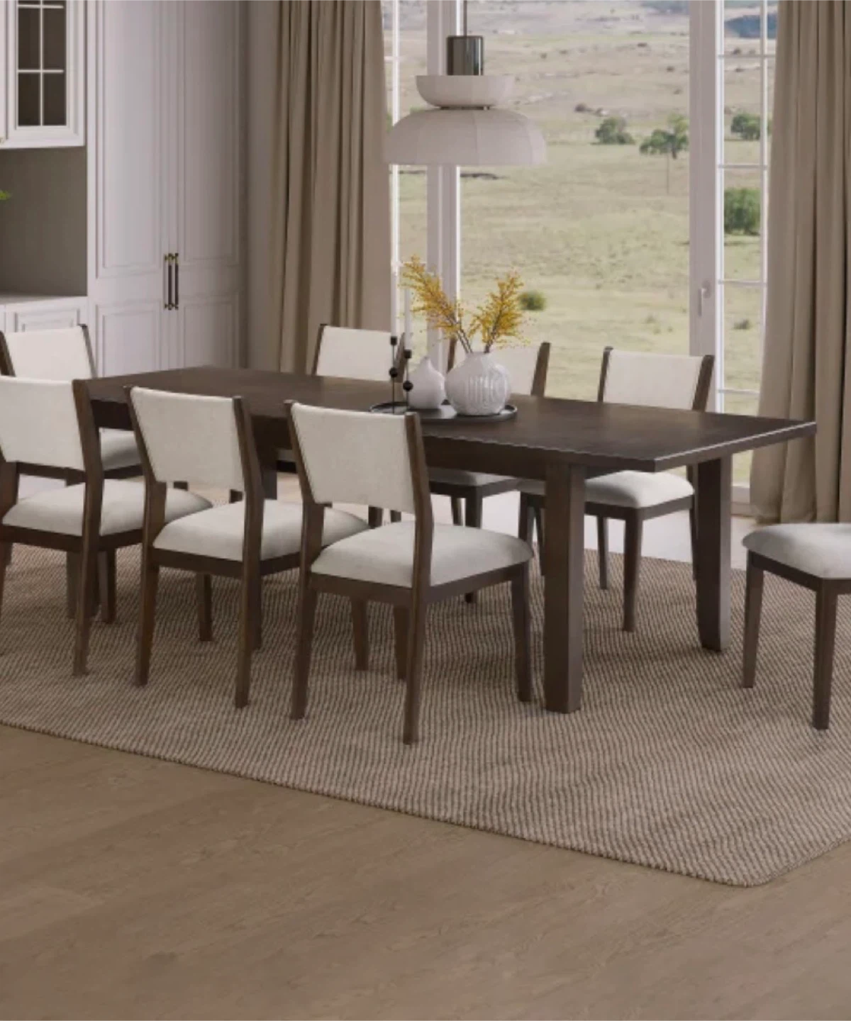 Expandable Dining Table - Dark Wood Finish