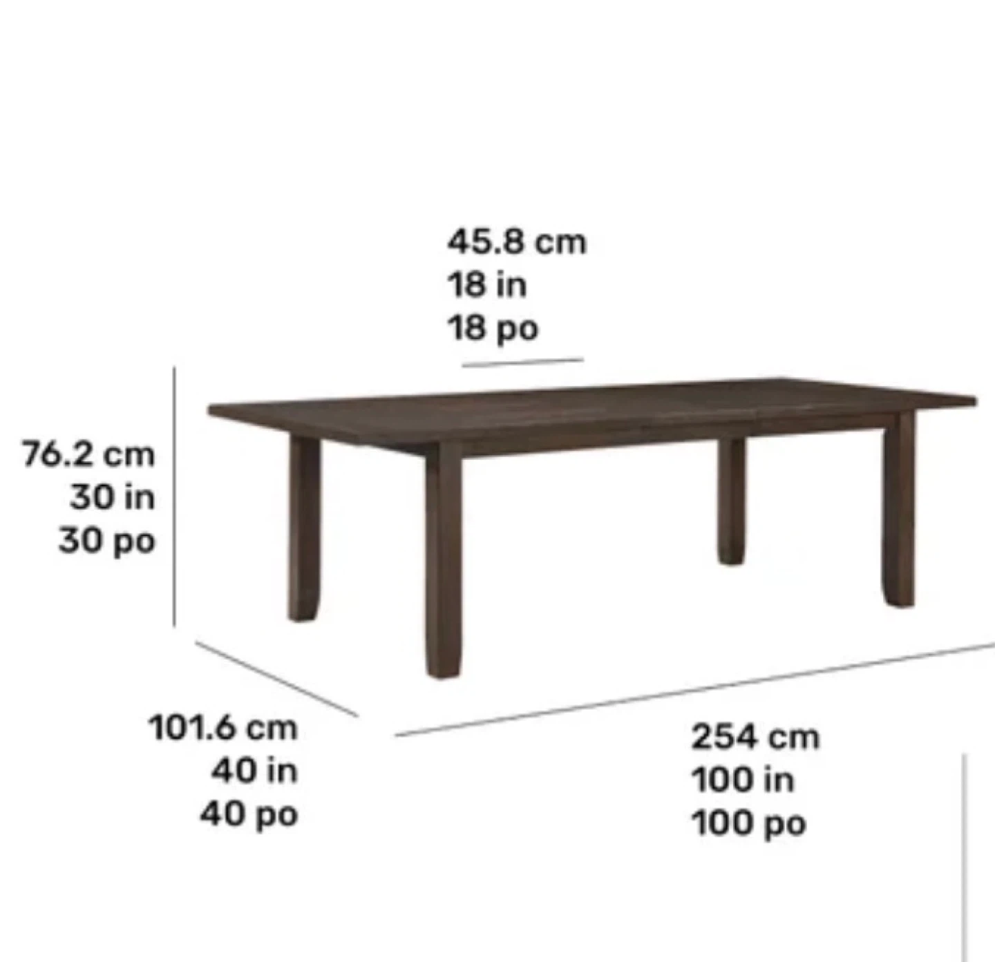 Expandable Dining Table - Dark Wood Finish - photo 2