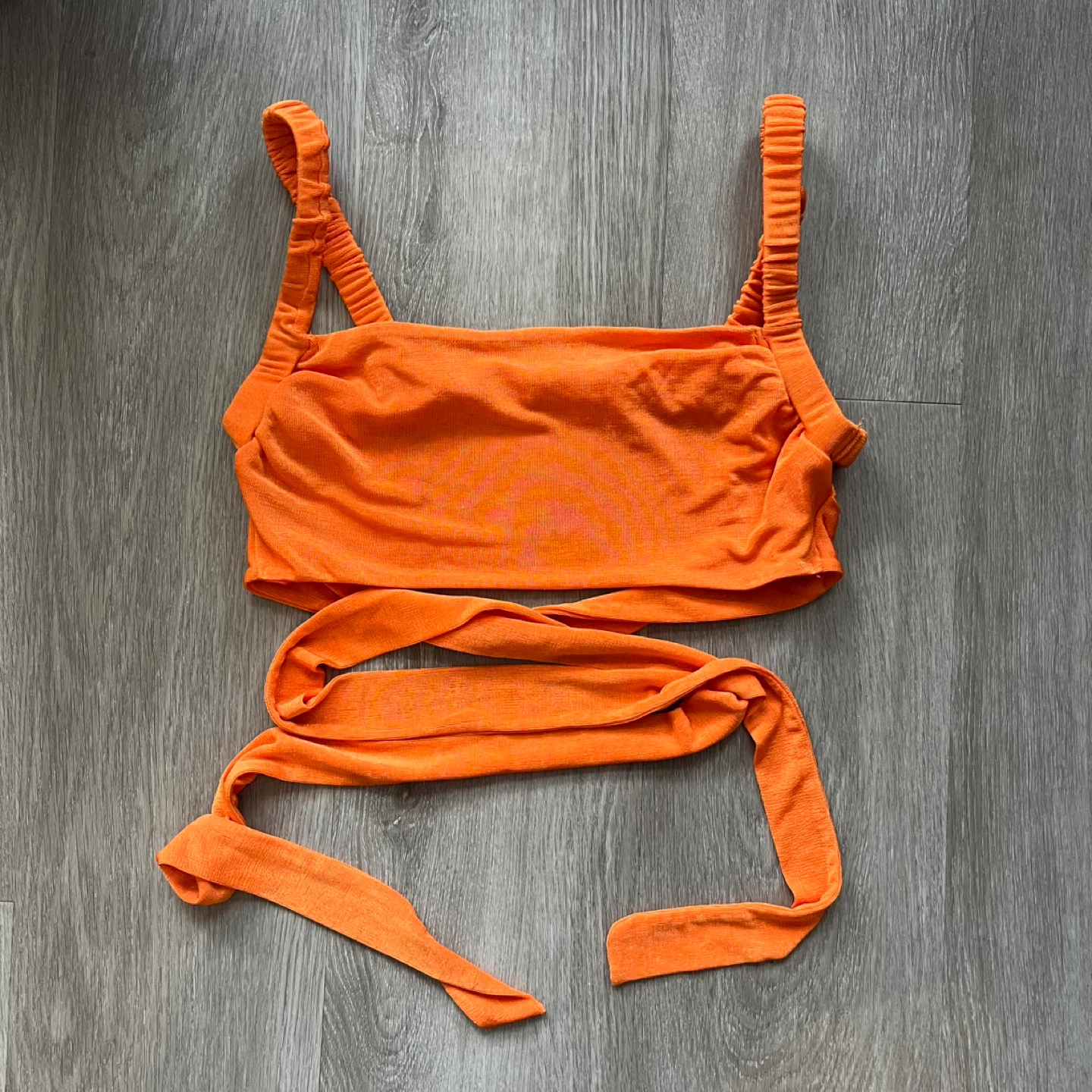 Orange Wrap party top and matching skirt