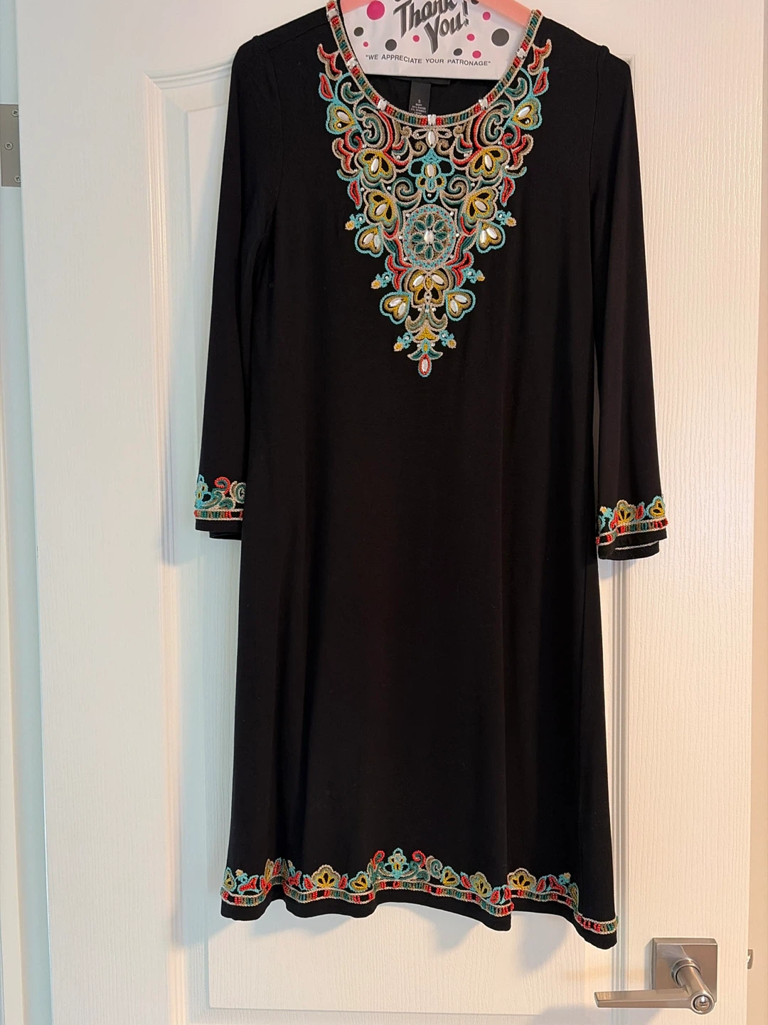 INC  Black Embroidered Dress