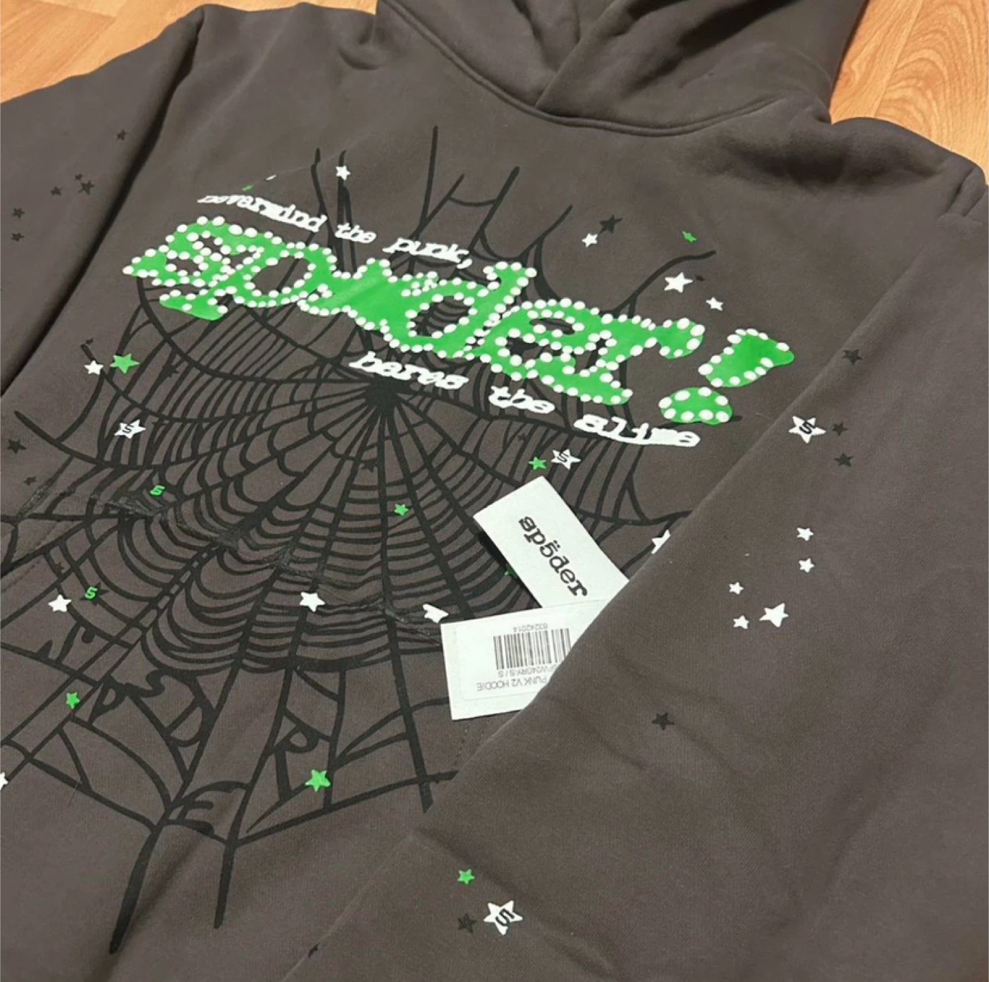 Sp5der Worldwide P*NK V2 Slate Grey Hoodie – All Sizes - photo 2
