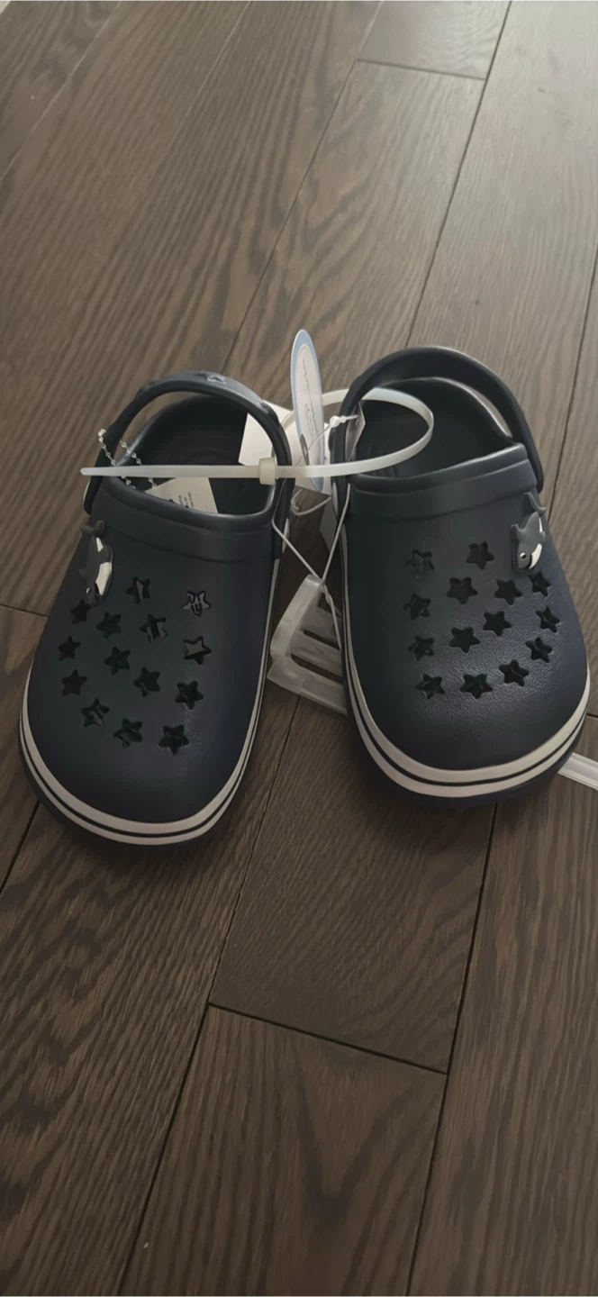 Navy Blue Crocs with Star Cutouts