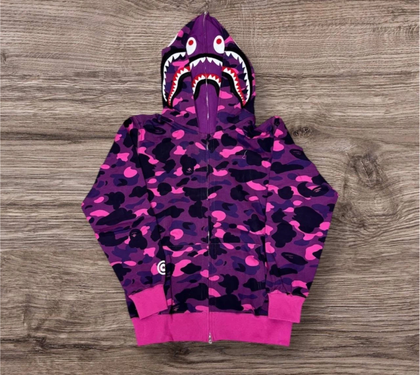 BAPE Purple Camo Shark Double Hooded Full Zip Hoodie