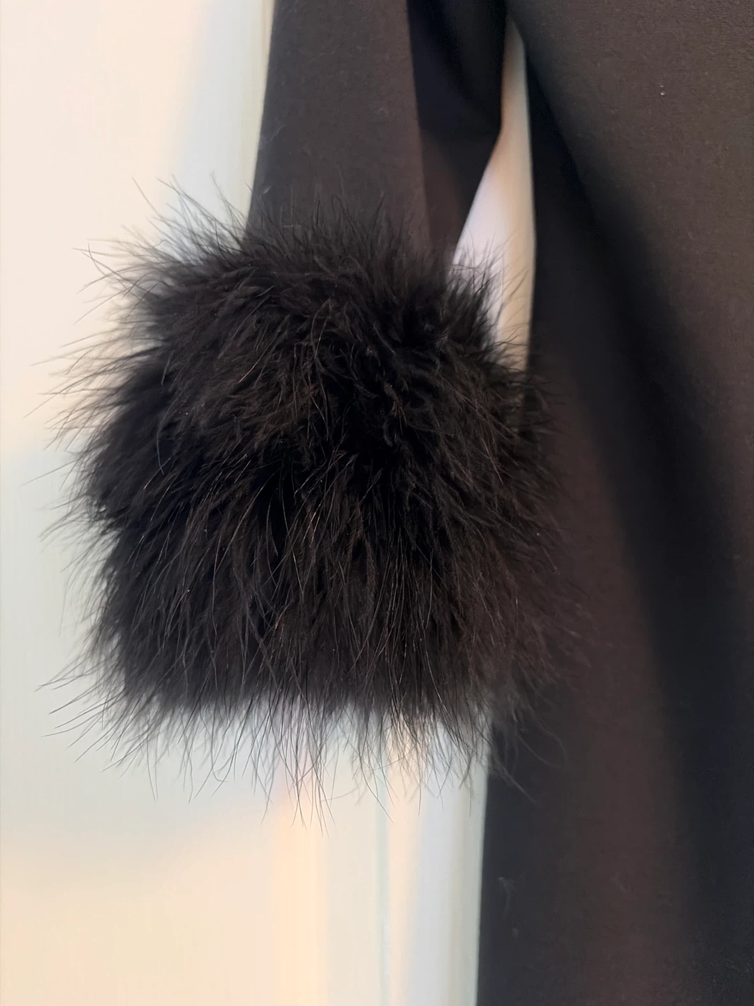 Calvin Klein Black Dress with Feather Cuffs - Size 4 - photo 3