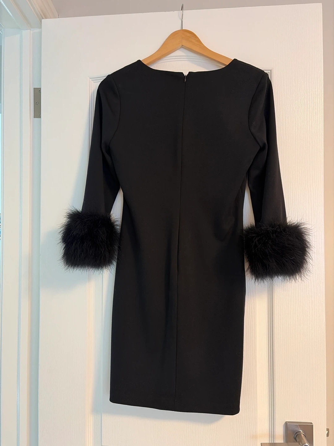 Calvin Klein Black Dress with Feather Cuffs - Size 4 - photo 2