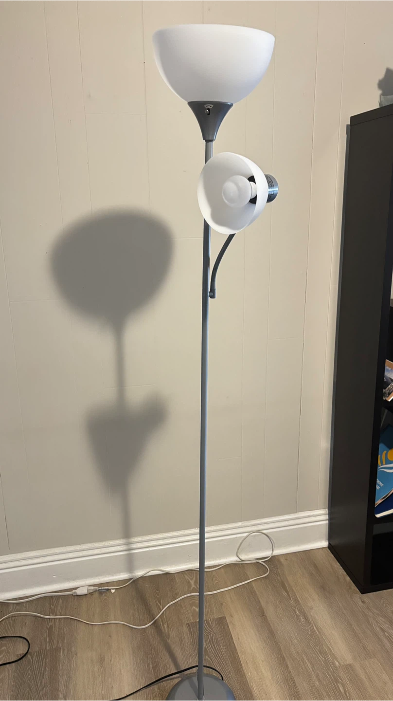 Grey Floor Lamp with Adjustable Reading Light