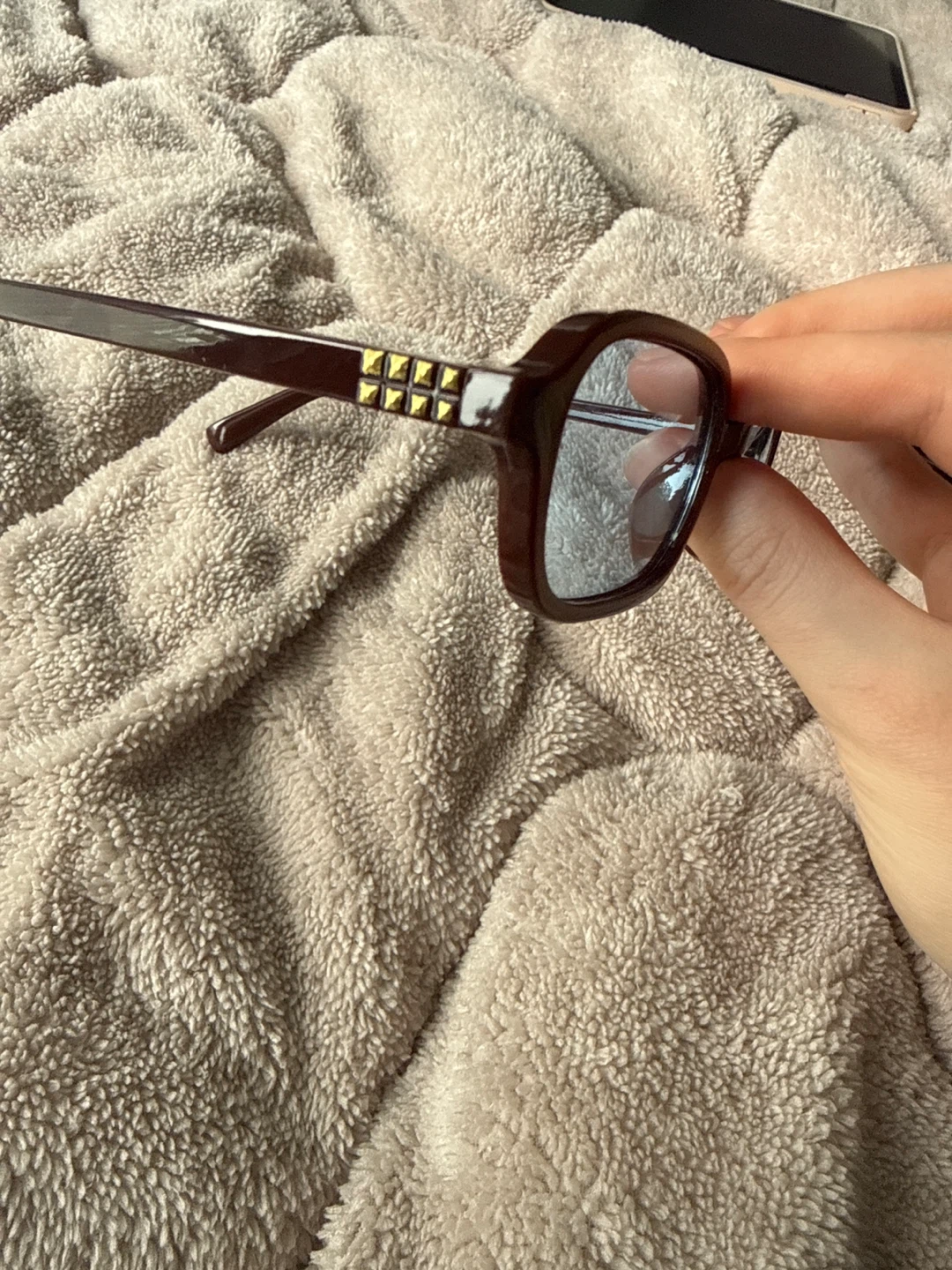 Brown Studded blue lens Rectangular Sunglasses - photo 2