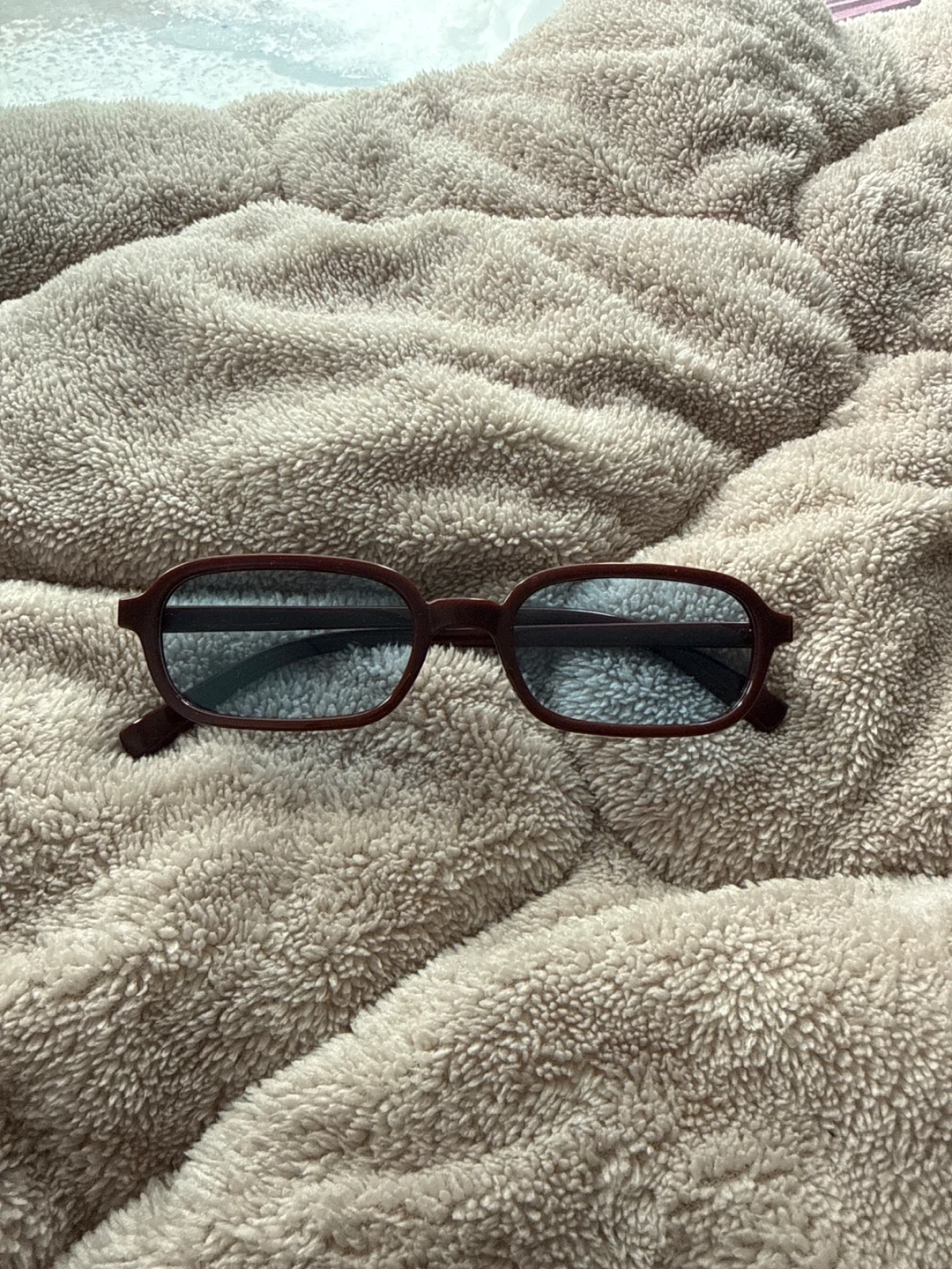 Brown Studded blue lens Rectangular Sunglasses - photo 3