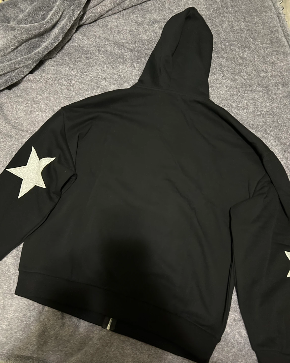 Black Zip-Up Hoodie with Grey Stars - photo 4