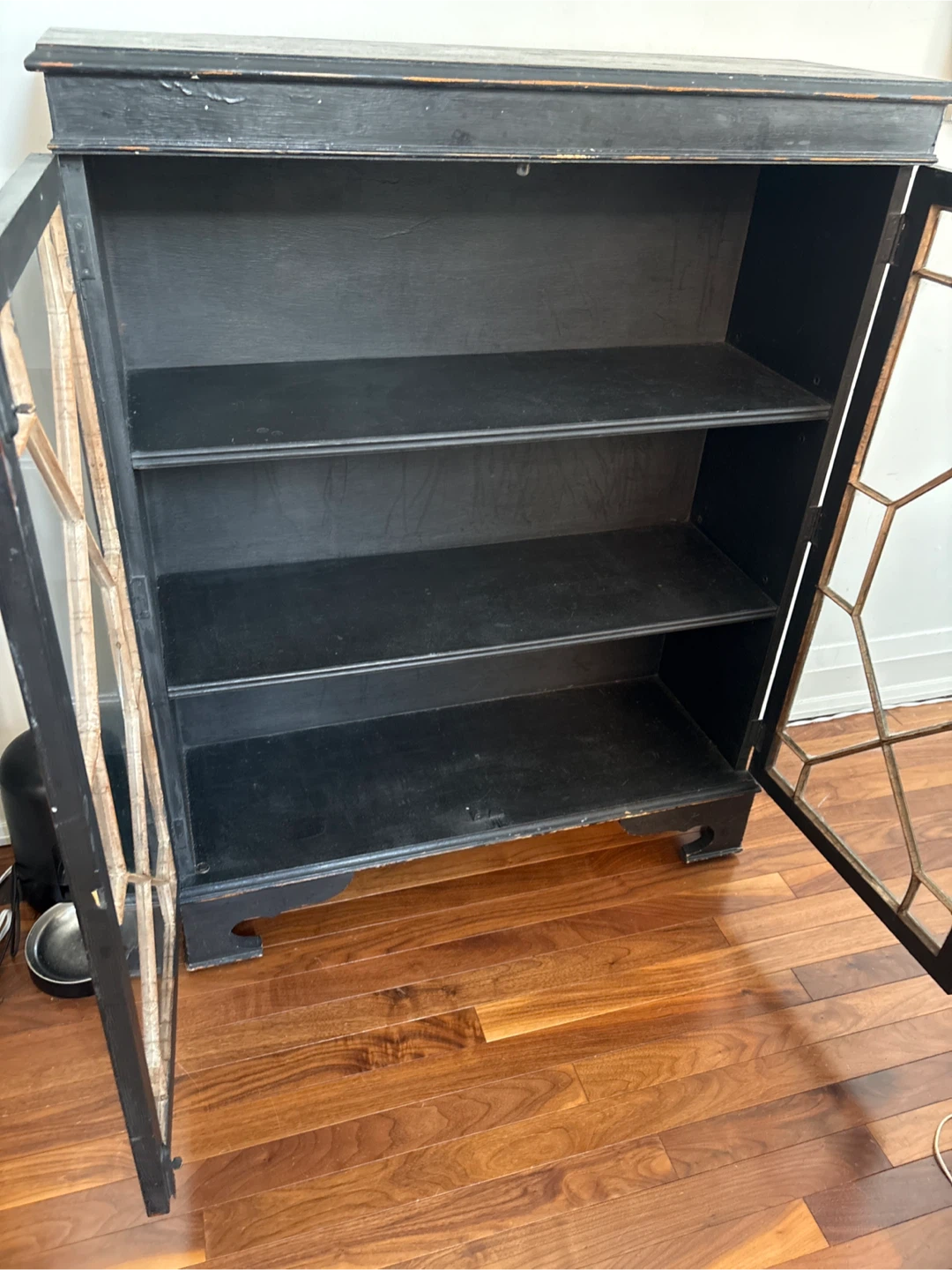 Vintage Black Display Cabinet with Glass Doors - photo 3