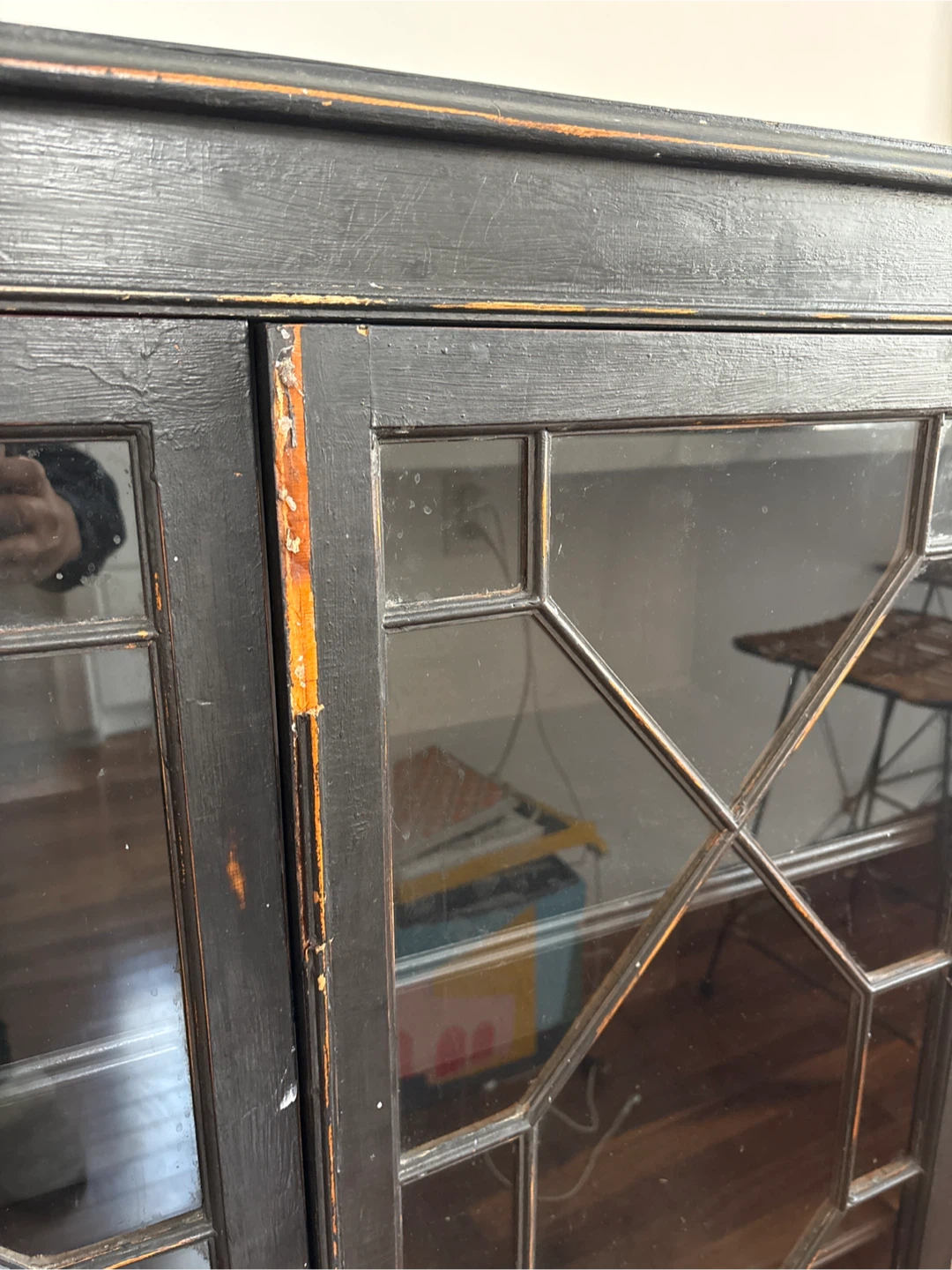 Vintage Black Display Cabinet with Glass Doors - photo 4