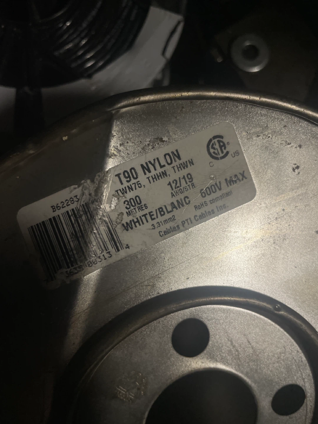 T90 Nylon Wire Spool - White/Blanc 300 Metres