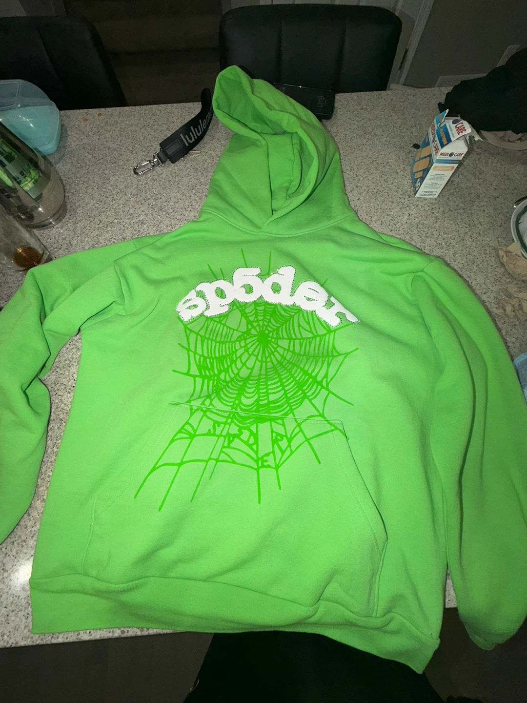 Spider hoodie rhinestones green