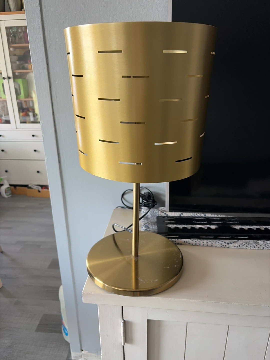 Gold Metal Table Lamp with Cutout Shade