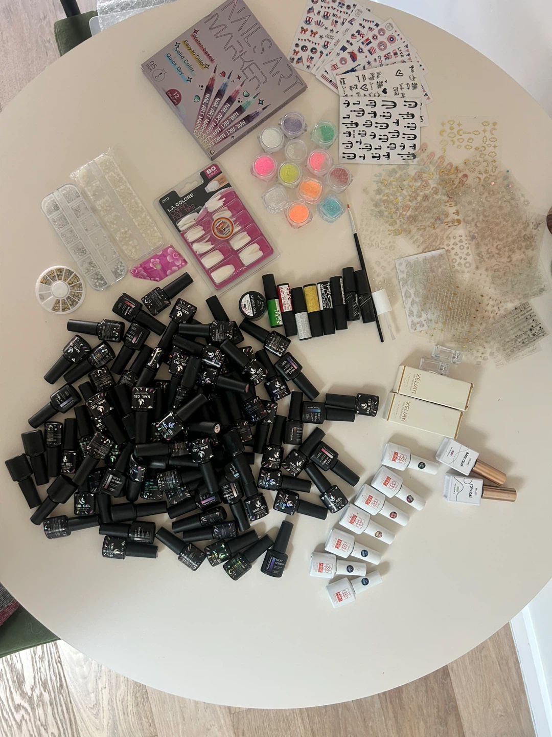 Nail Art Supplies Lot - Gel Polish, Stickers, Glitter & More