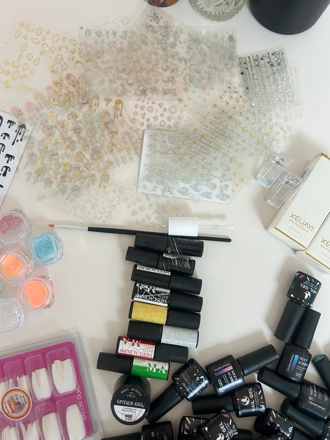 Nail Art Supplies Lot - Gel Polish, Stickers, Glitter & More - photo 3