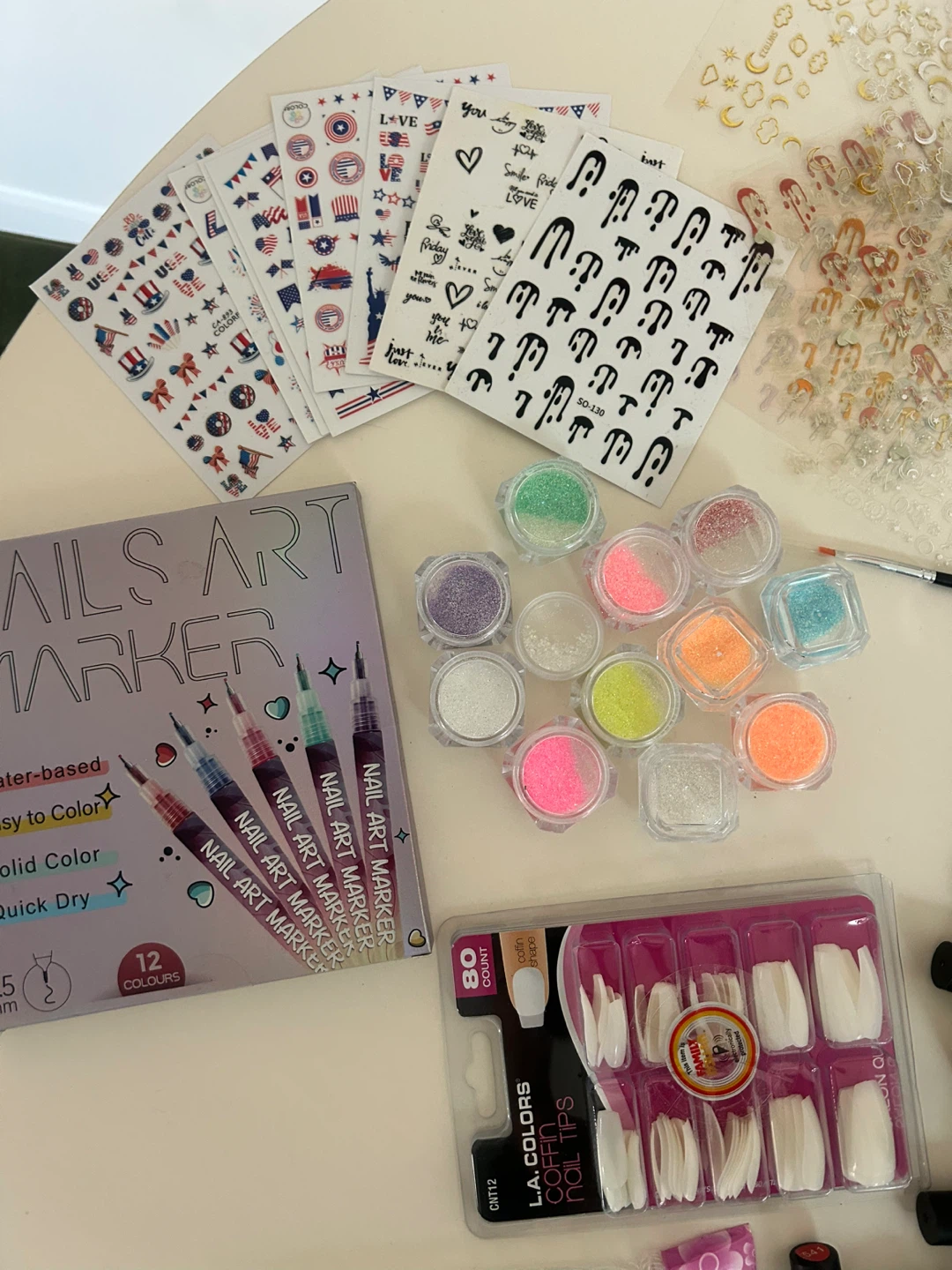 Nail Art Supplies Lot - Gel Polish, Stickers, Glitter & More - photo 2