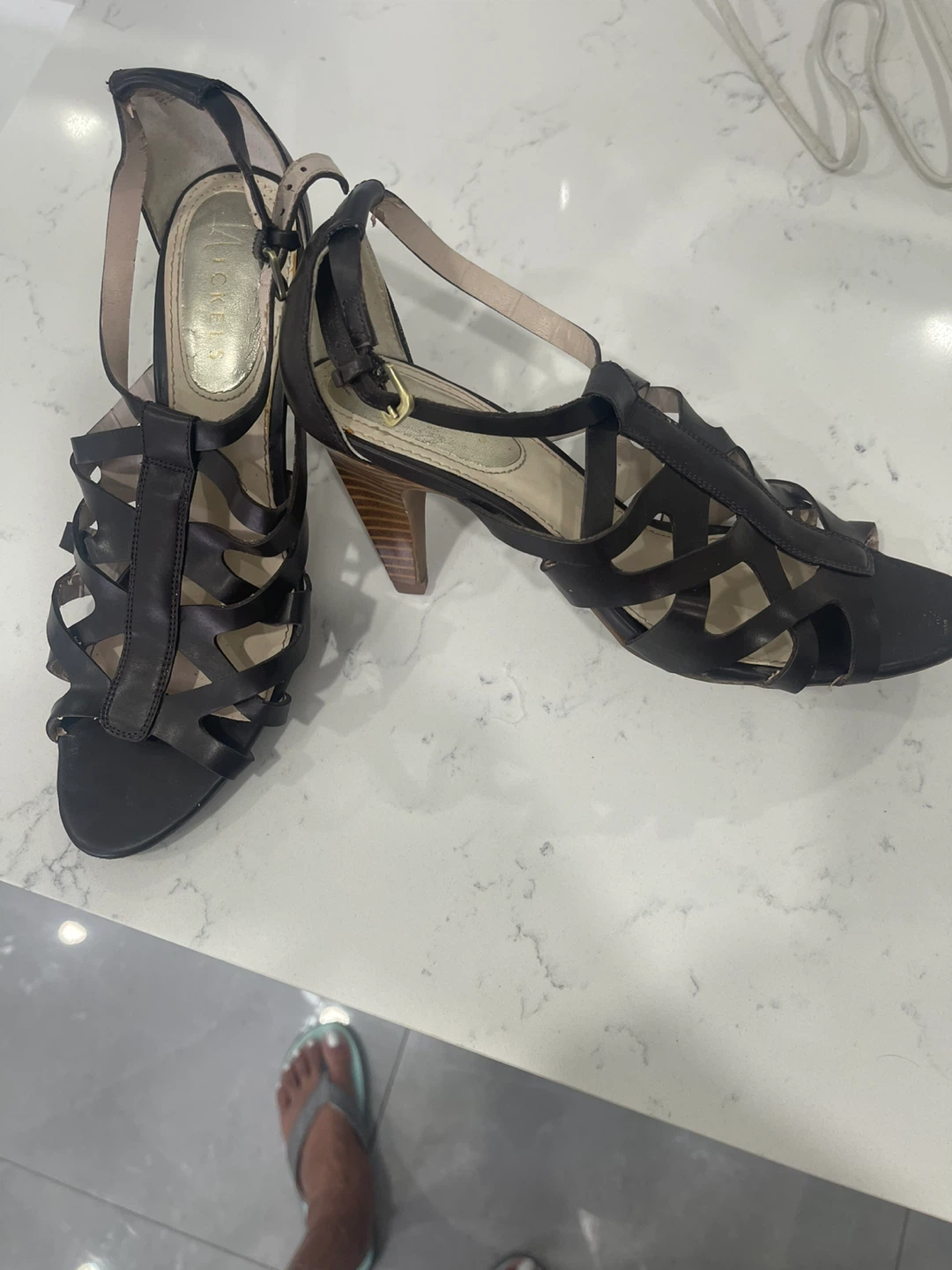 Black ALDO Peep Toe Heels with Embellishments