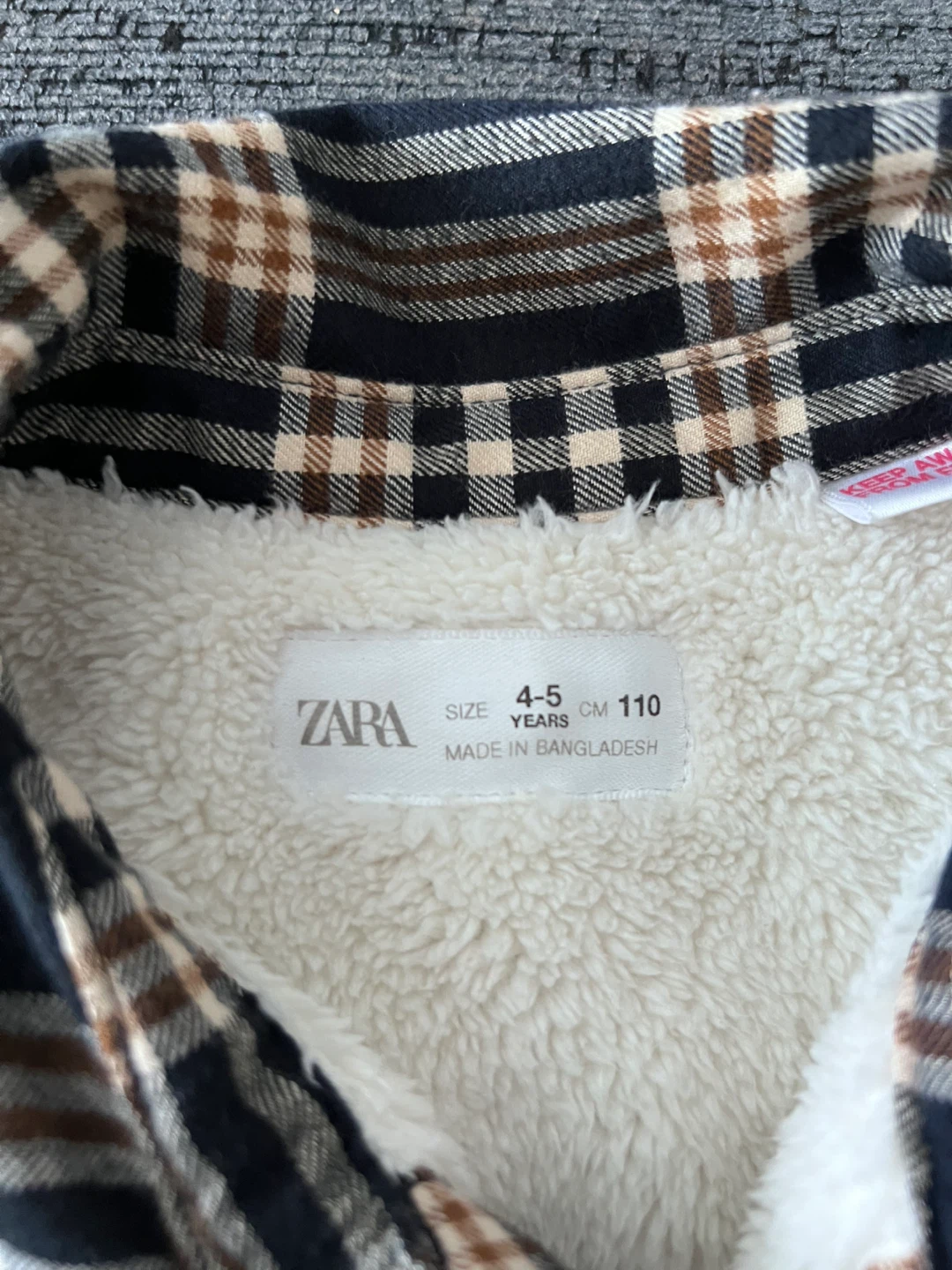 Zara Plaid Sherpa Lined Shirt Jacket - Size 4-5 Years - photo 3