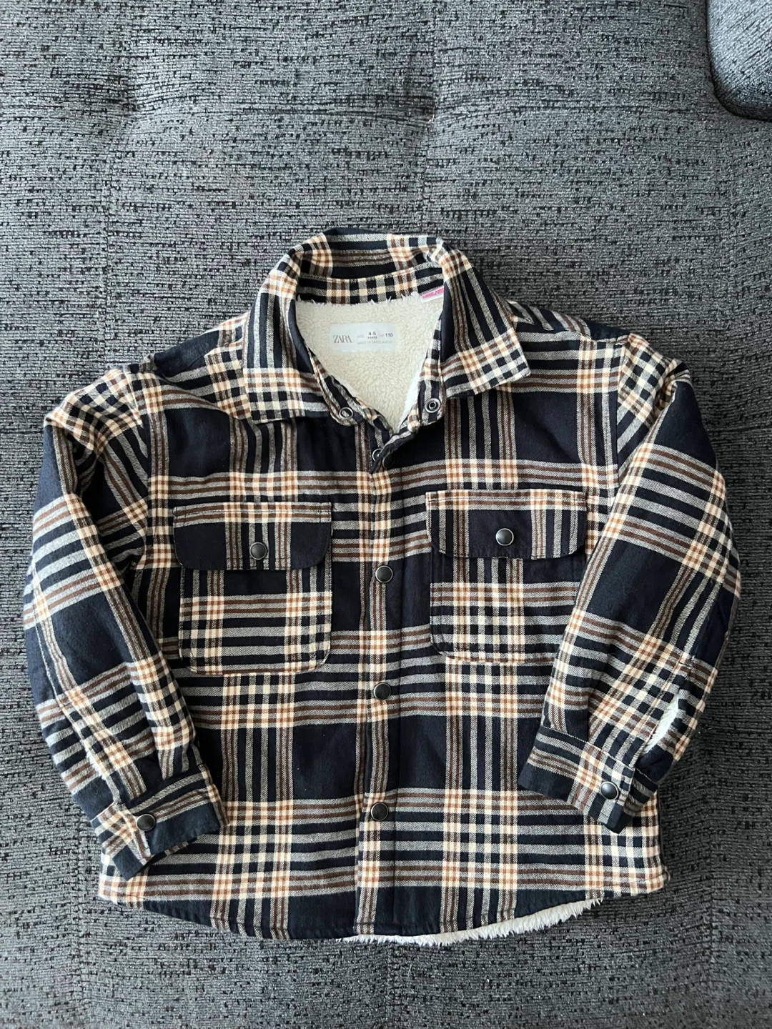 Zara Plaid Sherpa Lined Shirt Jacket - Size 4-5 Years