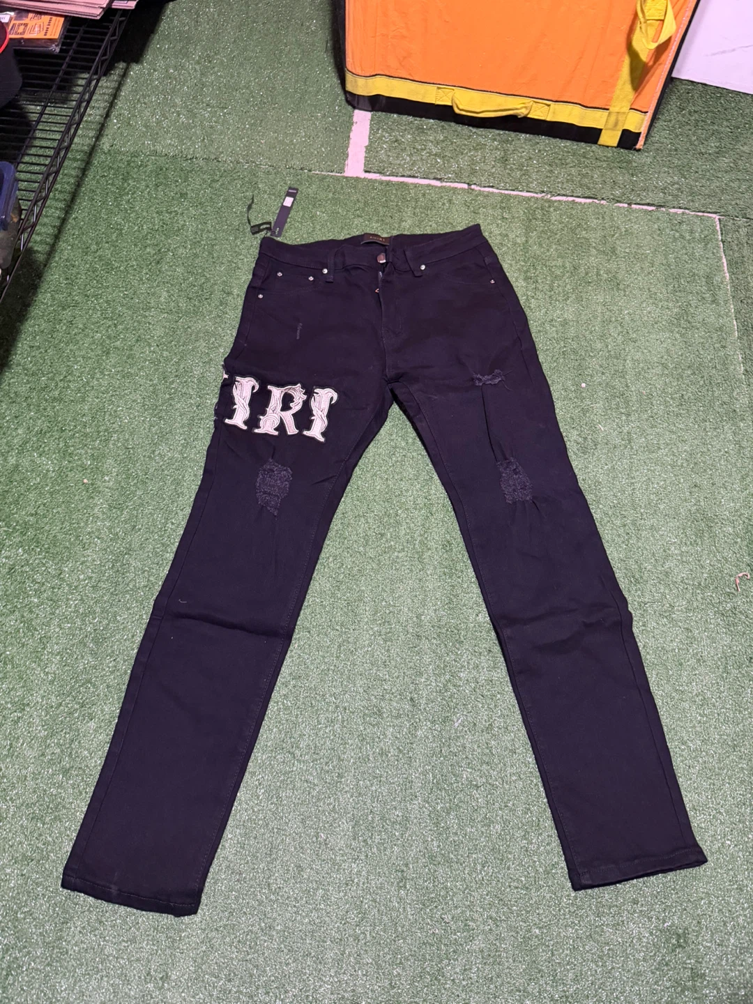 Amiri Black Distressed Logo Jeans
