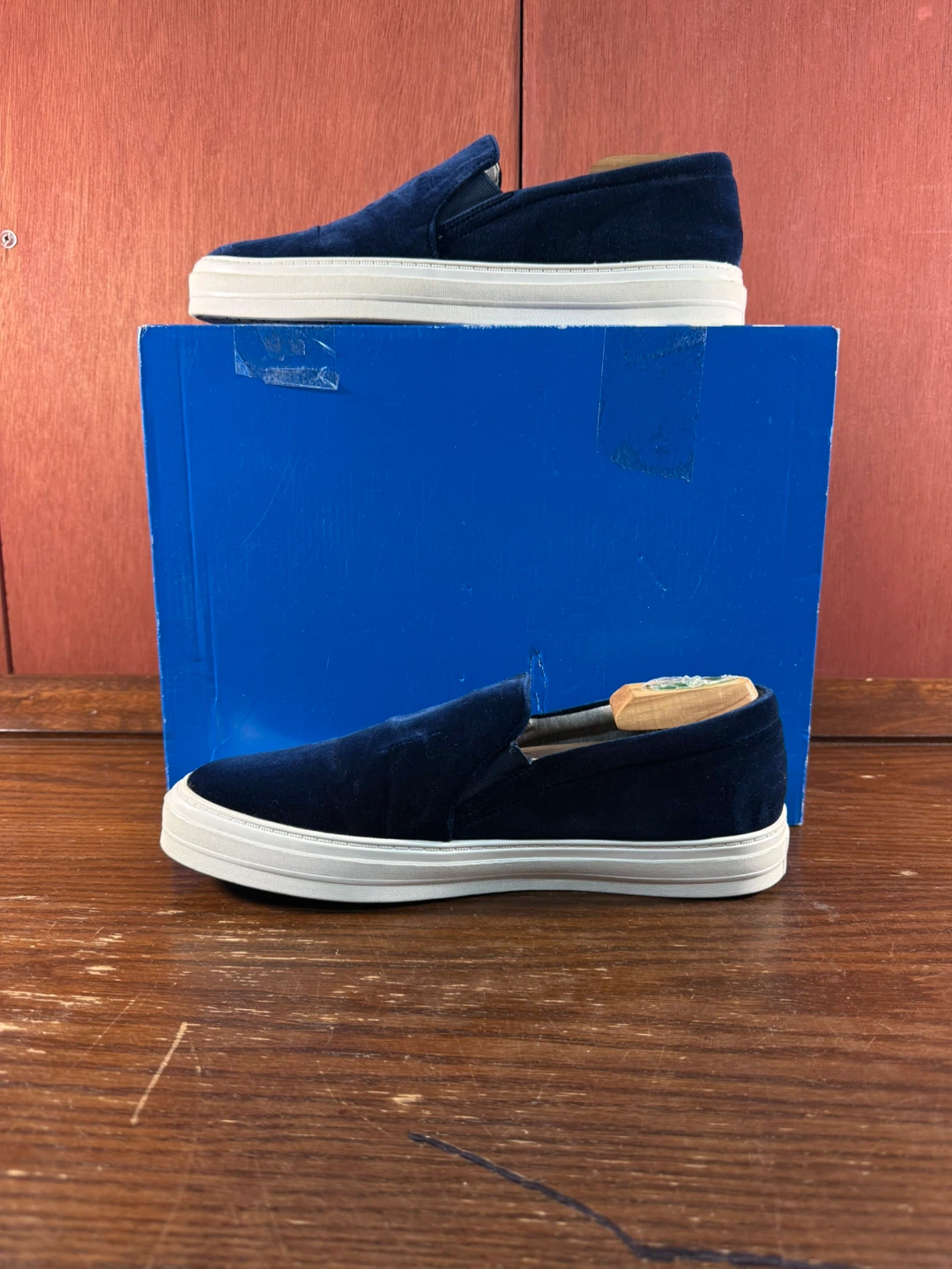 Nine West Womens NWONOSHA Velvet Navy Slip on Sneaker  Size 10M