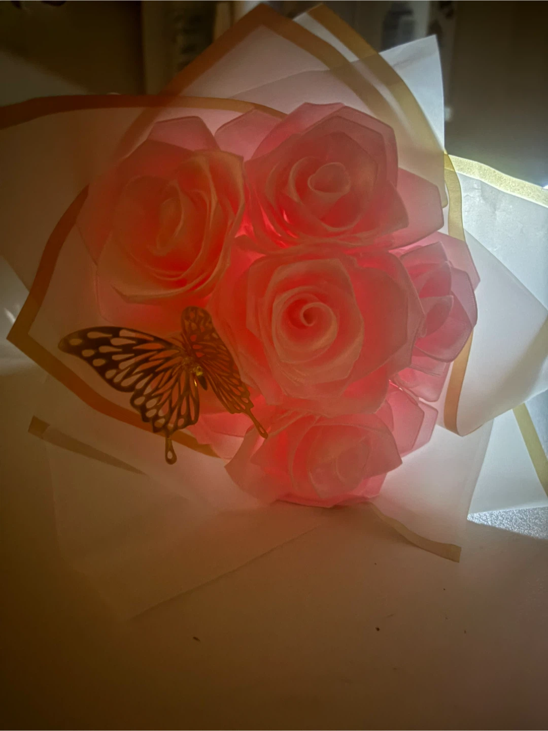 Pink Rose Bouquet with Butterfly - photo 2
