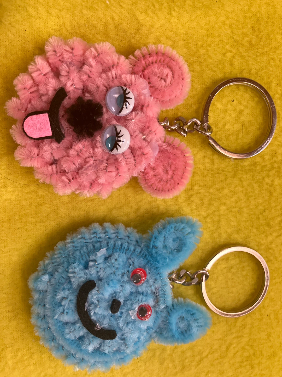 Cute Fluffy Animal Keychains - Pink and Blue