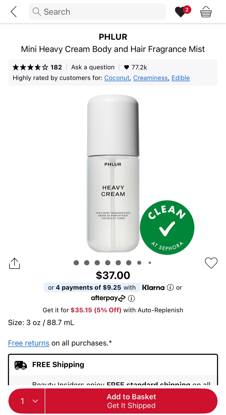 PHLUR Heavy Cream Hair & Body Fragrance Mist 3 oz - photo 3