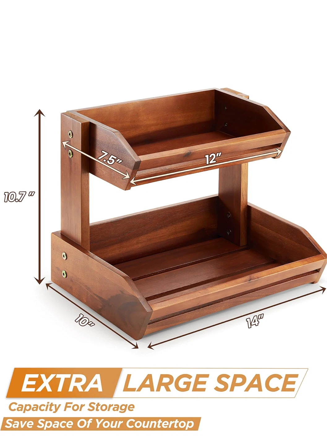 2-Tier Wooden Fruit Basket - photo 2