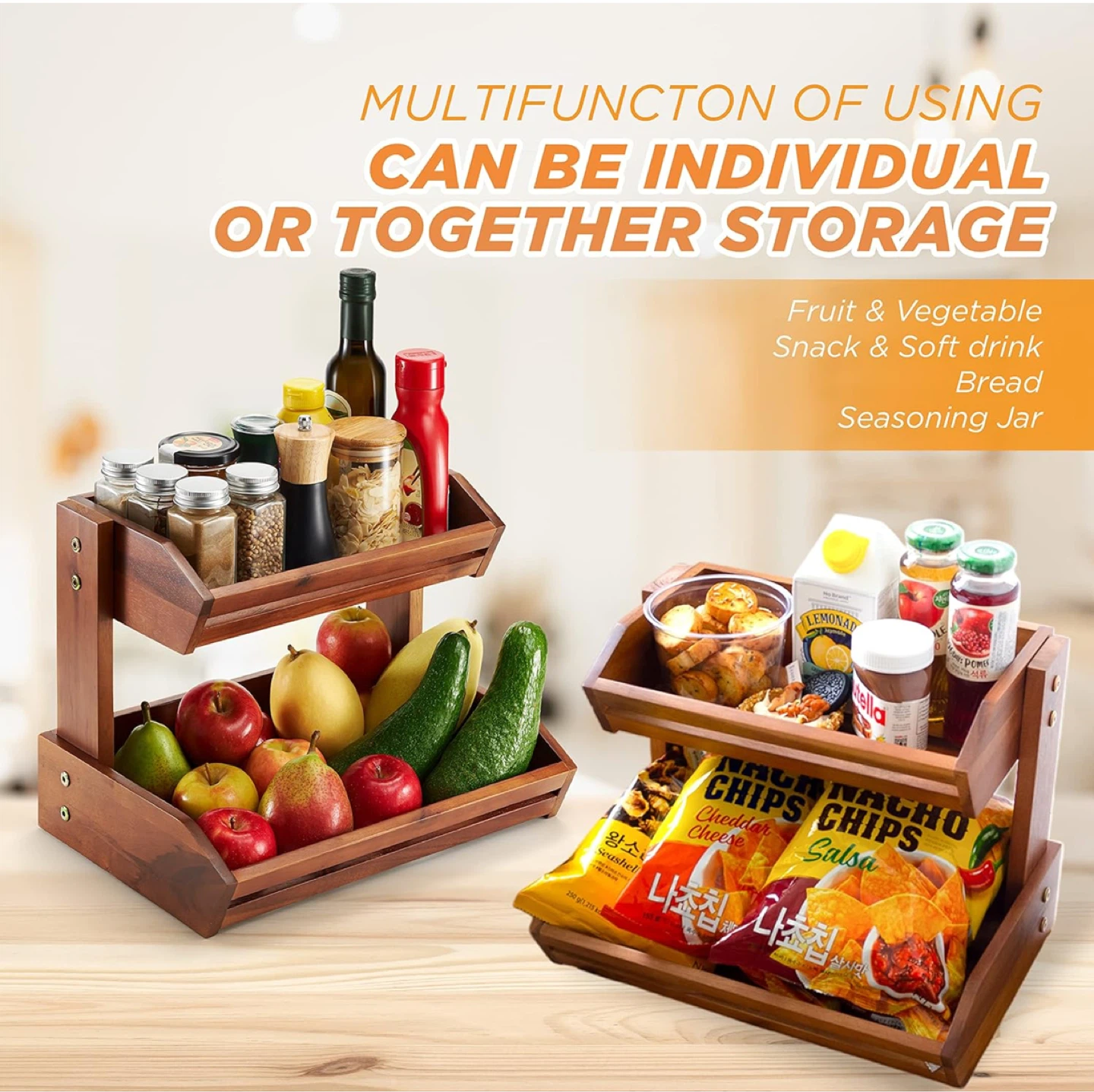 2-Tier Wooden Fruit Basket - photo 5