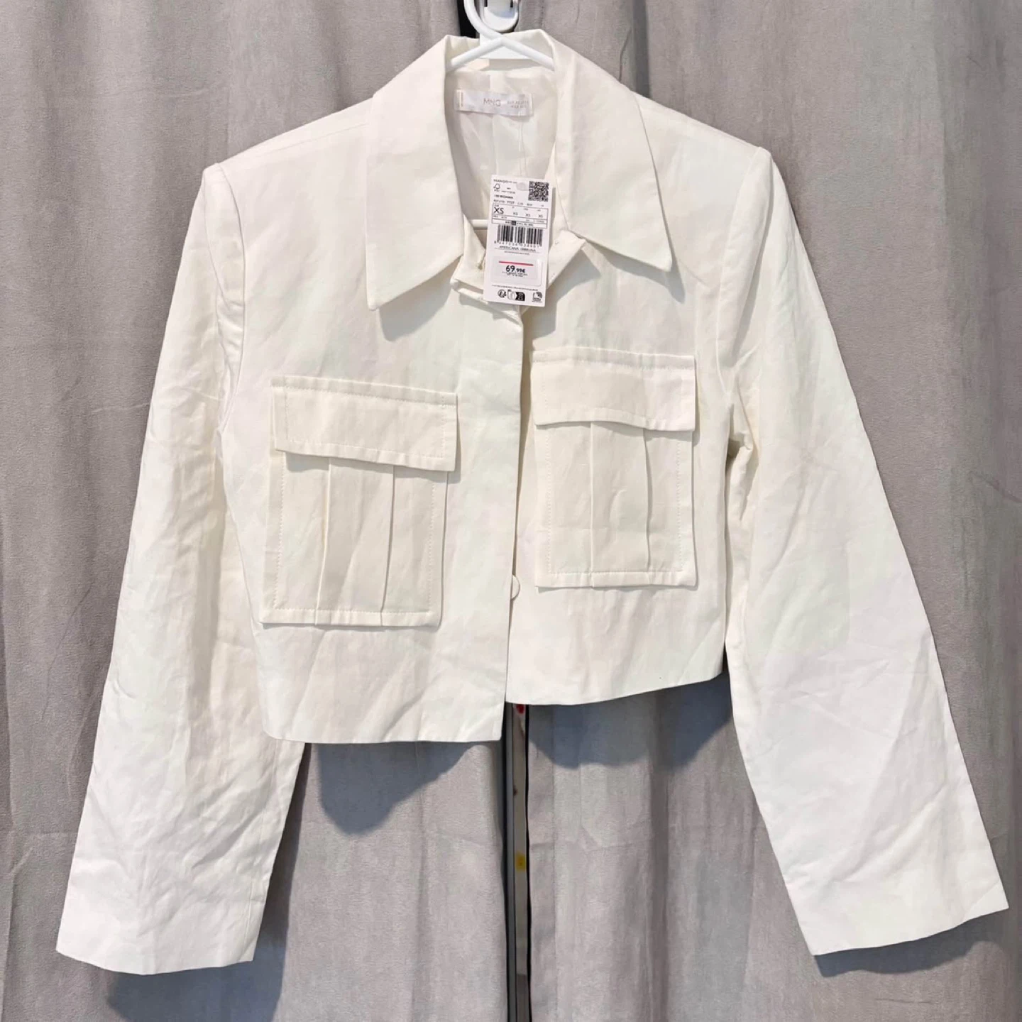 MANGO Cropped Jacket - White