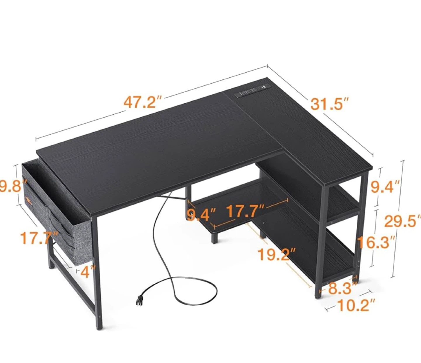L-Shaped Computer Desk with Shelves - photo 3